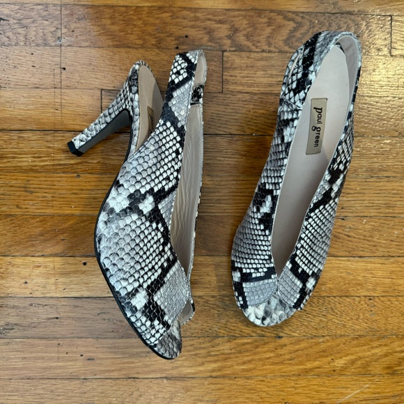 Paul Green Leather Snake Textured Heels Pumps - Picture 2 of 6